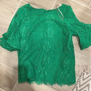Nanette Lepore Vibrant Green Lace Blouse